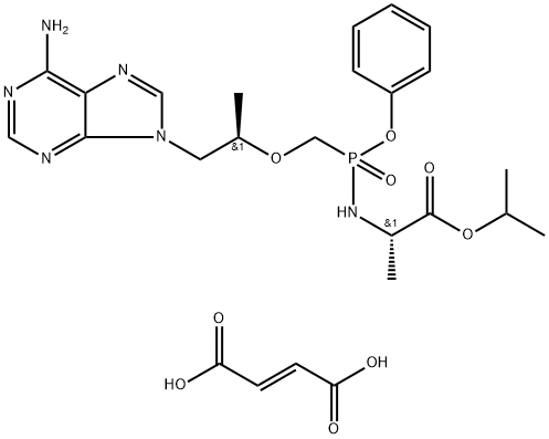 替诺福韦艾拉酚胺半富马酸盐 别名：(S)-丙胺酸异丙酯2-{(S)-[((R)-1-(6-氨基-9H-嘌呤-9-基) -1-甲基乙氧基]甲基}-苯氧基磷酰基半反丁烯二酸盐